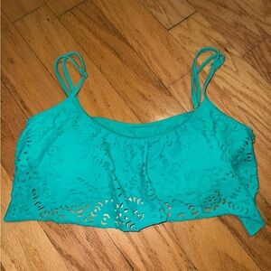 Jessica Simpson Women’s Large Bikini Top Adjustable Straps teal Flowy cut out
